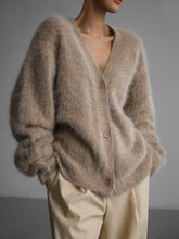 Load image into Gallery viewer, Loose Buttons Down Mohair Cardigan