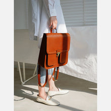 Load image into Gallery viewer, Vintage Black School Leather Backback For Women