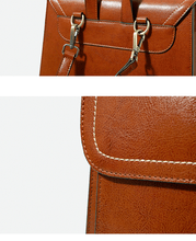 Load image into Gallery viewer, Vintage Black School Leather Backback For Women