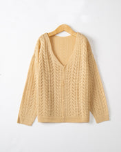 Load image into Gallery viewer, Pink V-neck Long Sleeve Buttons Down Sweater