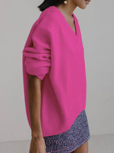 Load image into Gallery viewer, V Neck Long Sleeve Loose Knit Sweater