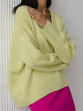 Load image into Gallery viewer, V Neck Long Sleeve Loose Knit Sweater
