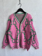 Load image into Gallery viewer, Contrast Letters Single-breasted Long-sleeved Knitted Cardigan