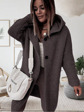Load image into Gallery viewer, Buckle Hooded Collar Sweater Cardigan Outerwear