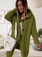 Load image into Gallery viewer, Buckle Hooded Collar Sweater Cardigan Outerwear
