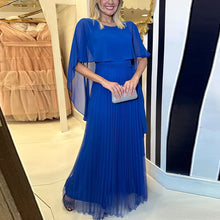 Load image into Gallery viewer, Ready for Holiday Cape Sleeve Tie-up Pleated Maxi Dress