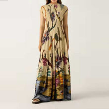 Load image into Gallery viewer, Yellow Sleeveless Floral Pleated Maxi Dress