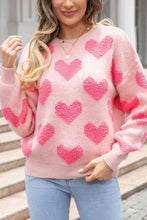 Load image into Gallery viewer, Light Pink Valentines Day Heart Jacquard Knit Sweater