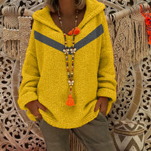 Load image into Gallery viewer, Loose Color Block Hooded Pullover Sweater