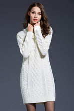 Load image into Gallery viewer, Mixed Knit Cowl Neck Dropped Shoulder Sweater Dress
