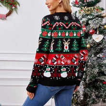 Load image into Gallery viewer, Christmas Cardigan Sweater with Reindeer and Snowman Design Holiday Knitwear
