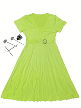 Load image into Gallery viewer, Elegant V-Neck Asymmetrical Ruffled Midi Dress