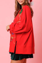Load image into Gallery viewer, Christmas Lights Sequin Long Sleeve Slit Pullover Sweatshirt