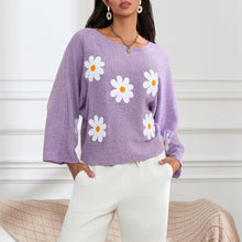 Load image into Gallery viewer, Embroidered Floral Knit Pullover Sweater