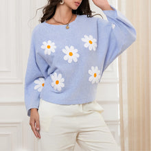 Load image into Gallery viewer, Embroidered Floral Knit Pullover Sweater