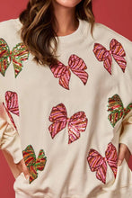 Load image into Gallery viewer, Christmas Bow Sequined Long Sleeve Sweatshirt