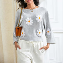 Load image into Gallery viewer, Embroidered Floral Knit Pullover Sweater