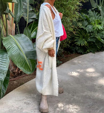 Load image into Gallery viewer, Boho Love Peace Printed Pocket Oversized Midi Cardigan