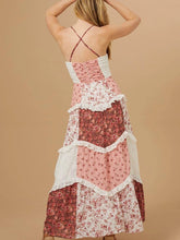 Load image into Gallery viewer, Sweet Spaghetti Straps Floral Patchwork Maxi Dress