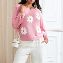 Load image into Gallery viewer, Embroidered Floral Knit Pullover Sweater