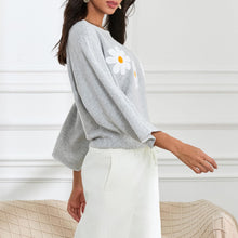 Load image into Gallery viewer, Embroidered Floral Knit Pullover Sweater