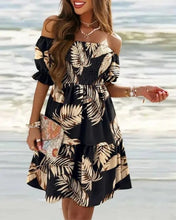 Load image into Gallery viewer, Sleeve Bohemian Printed Off Shoulder Mini Summer Dress