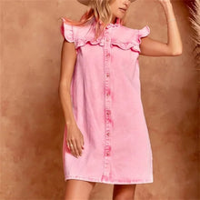 Load image into Gallery viewer, Casual Denim Button Down Mini Dress