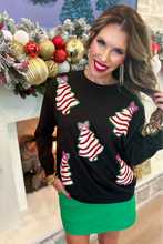 Load image into Gallery viewer, Bow Tree Sequins Long Sleeve Christmas Sweatshirt