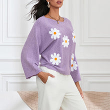 Load image into Gallery viewer, Embroidered Floral Knit Pullover Sweater