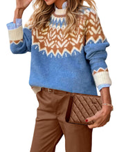 Load image into Gallery viewer, Ethnic Crew Neck Icelandic Christmas Knit Pullover Sweater