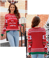 Load image into Gallery viewer, Merry Christmas Ya Filthy Animal Funny Home Retro Movie Knit Sweater