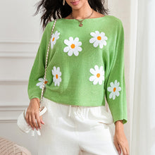 Load image into Gallery viewer, Embroidered Floral Knit Pullover Sweater