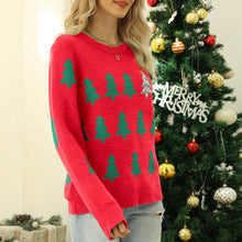Load image into Gallery viewer, Christmas Tree Graphic Long Sleeve Crewneck Knitted Tops Pullover Sweater