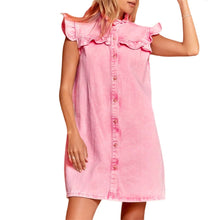 Load image into Gallery viewer, Casual Denim Button Down Mini Dress