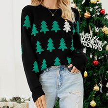 Load image into Gallery viewer, Christmas Tree Graphic Long Sleeve Crewneck Knitted Tops Pullover Sweater