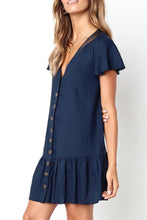 Load image into Gallery viewer, V-neck Button Down Ruffle Mini Dress