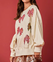 Load image into Gallery viewer, Christmas Bow Sequined Long Sleeve Sweatshirt