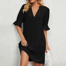 Load image into Gallery viewer, Simple Bell Sleeves Mini Dress