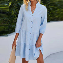 Load image into Gallery viewer, Plaid Print Button Downs Tiered Mini Tunic Dress