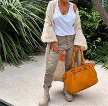 Load image into Gallery viewer, Boho Love Peace Printed Pocket Oversized Midi Cardigan