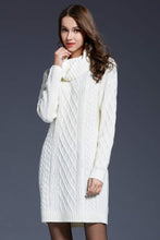 Load image into Gallery viewer, Mixed Knit Cowl Neck Dropped Shoulder Sweater Dress