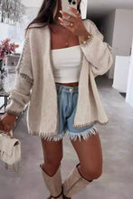 Load image into Gallery viewer, Casual Long-sleeved Loose Trimmed Knitted Cardigan