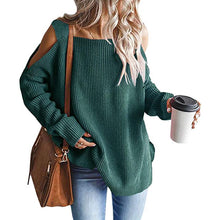 Load image into Gallery viewer, Cold Shoulder Long Sleeve Square Neck Loose Sweater