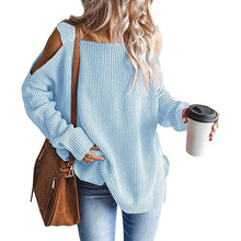 Load image into Gallery viewer, Cold Shoulder Long Sleeve Square Neck Loose Sweater