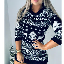 Load image into Gallery viewer, Christmas Element Round Neck Mini Sweater Dress