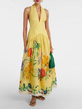 Load image into Gallery viewer, Trendy V-neck Sleeveless Backless Foral Print Maxi Dress