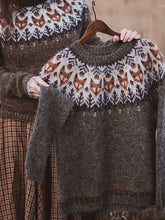 Load image into Gallery viewer, Vintage Round Yoke Crew Neck Comfy Sweater