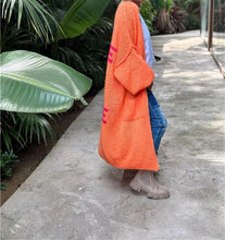 Load image into Gallery viewer, Boho Love Peace Printed Pocket Oversized Midi Cardigan