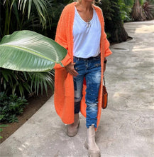 Load image into Gallery viewer, Boho Love Peace Printed Pocket Oversized Midi Cardigan