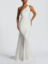 Load image into Gallery viewer, Sexy One Shoulder Patchwrok Sheer Maxi Dress